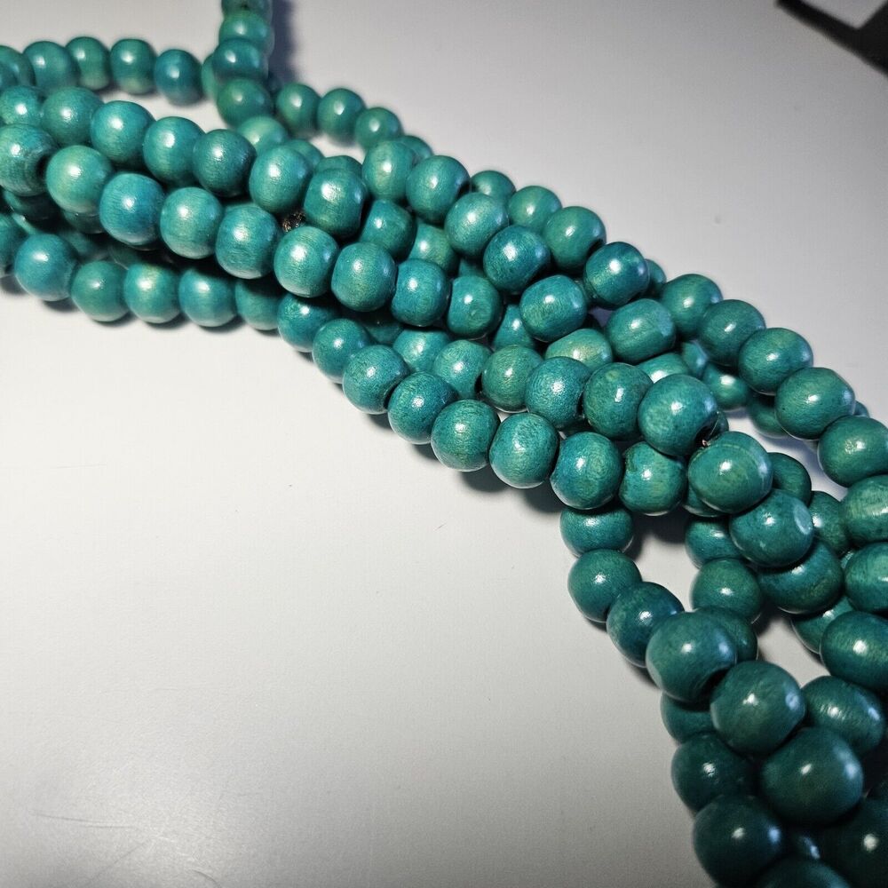 **Last Chance!! Final Sale** Turquoise Colored Wooden Braided Beaded 31.5" - Picture 11 of 13